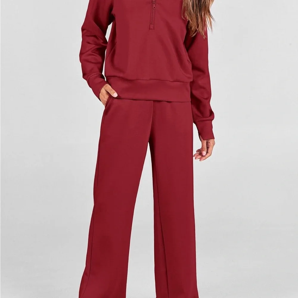 Women's Lounge Set Wine Red - Picture 5 of 5